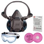 3M 6502 MEDIUM QUICK LATCH SILICONE HALF FACE REUSABLE RESPIRATOR 3M 2091 P100 FILTER PROTECTION KIT Home