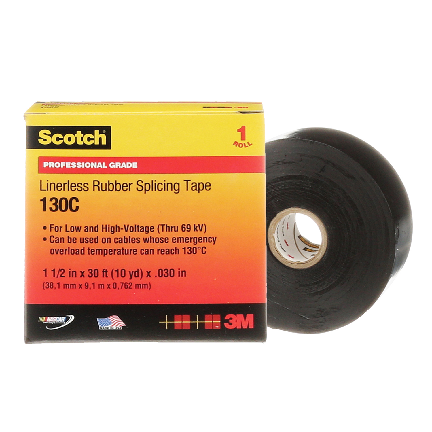 NEW 3M Scotch 130C Linerless Rubber Splicing Tape 3/4" x 30 ft x.030" 10 Yd 