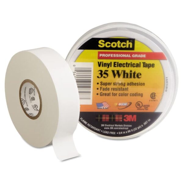 3M SCOTCH VINYL COLOR CODING ELECTRICAL TAPE 35 white 3M SCOTCH VINYL COLOR CODING ELECTRICAL TAPE 35 (Pack of 10)